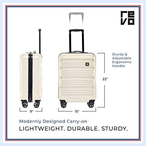 REVO Arro Hardside Luggage with Spinner Wheels, Made in USA, CarryOn