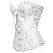 Frawirshau Women's Lace Up Boned Overbust Corset Bustier Bodyshaper Top White XL