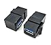 Poyiccot (2 Pack USB 3.0 Keystone Jack Inserts, 90 Degree USB 3.0 to USB 3.0 Adapters Female to Female Conector Coupler Adapter for Wall Plate Panel,Black