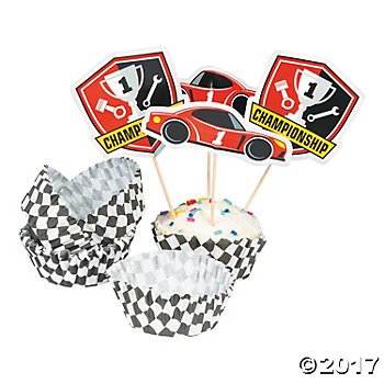 Race Car Birthday Cupcake Wrappers with Picks - Makes 50 Treats
