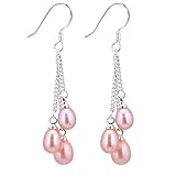 6 Multi-Color Cultured Freshwater Pearl Dangle Earrings 1.5 Inch