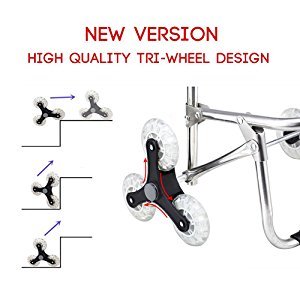 Upgraded Folding Shopping Cart Stair Climbing Cart Grocery Utility Cart Stainless Steel Frame
