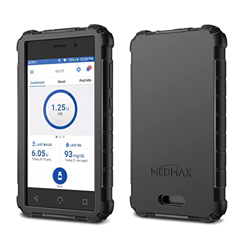 MEDMAX Silicone Case for Omnipod Dash PDM (Personal Diabetes Manager), Lightweight Shockproof Anti Slip Protective Cover Soft Gel Skin with Raised Bezel for Omnipod Dash Device (Black)