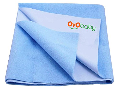 OYO BABY-100% Waterproof Mattress Protector/40 Cups Water Absorbency/Hypoallergenic/Crib Sheets/Underpads/Absorbent Sheet/Changing Pads (Size 220cm X 140cm) {Baby Single Bed Dry Sheet XL} (Light Blue)