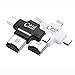 Micro SD Card Reader Caithly 4 in 1 Card Reader Type-C USB Connector OTG HUB Adapter, TF Flash Memory Card Readers iPhone iOS/Android Micro USB/Type-C Port Phones/Mac/PC (Black)