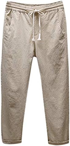 Daylin Men's Daily Casual Linen Breathable Loose Sport Long Pants Solid Color Straight Trousers M~5XL