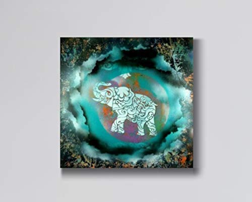 ' Indian Elephant 1' Spray Paint Art, 40cm x40cm, Malkarton