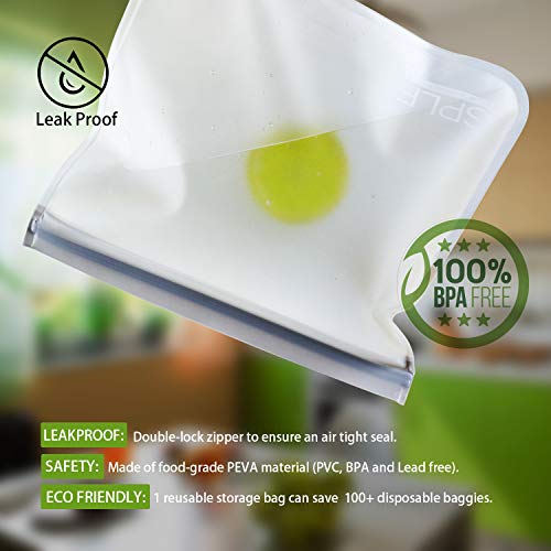 image for SPLF 10 Pack FDA Grade Reusable Storage Bags (5 Reusable Sandwich Bags