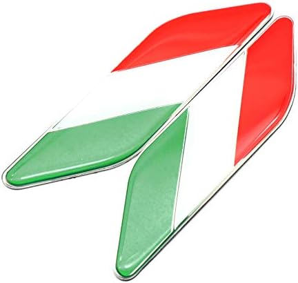イタリア国旗 左右車サイドフェンダースカート 葉型ステッカー バッジエンブレム 2枚 Funstickers