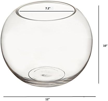 Candles4Less - 12 x 10 Inch Large Clear Glass Bubble Bowl Vases (Set of 2)
