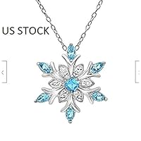 Preciashopping US Women Silver Frozen Snowflake Necklace Rhinestone Crystal Pendant Chain Jewelry