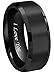 CROWNAL 8mm 6mm 4mm Black Tungsten Wedding Couple Bands Rings Men Women Matte Brushed Finish Center Engraved I Love You Size 4 to 17