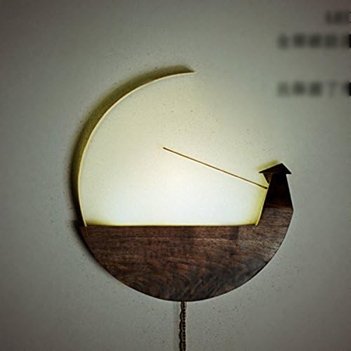 LINA-Christmas Halloween gifts Fishing wall Moon Wall lamp wood solid wood table lamps LED light creative gift light,25W, white