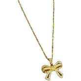 DATOA Gold Bow Necklace Cute Dainty Small Bow Pendant Choker Chain Necklaces Gold Jewelry Gift for Women