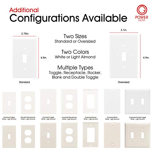 Power Gear Single Oversized Wall Plate Cover, 1 Gang, Light switch