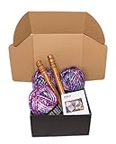 Chunky Knit Blanket DIY Kit, Super Soft Thick Yarn, Large Wood Knitting Needles