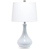 Elegant Designs LT3312-LTB Ceramic Genie Tear Drop Shaped Glossy Table Lamp, Light Blue