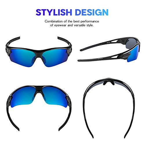 BEACOOL Gafas Ciclismo Hombre Mujer Gafas de Sol Deportivas Polarizadas Protección UV con Monturas Ligeras para Ciclismo Carrera Surf Golf Conduciendo
