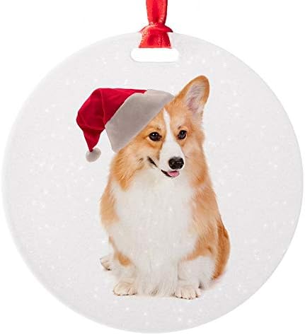 Cafepress サンタコーギーオーナメント 丸型クリスマスオーナメント 4 Inch ホワイト e785d