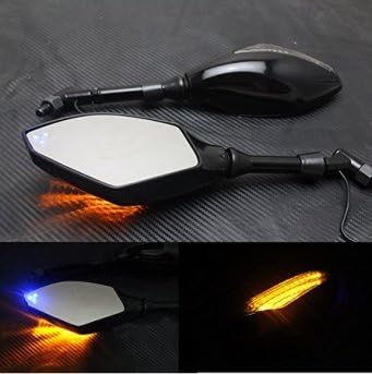 Anzene Universal Motorcycle Indicator 10mm 8mm Rear View Side Mirrors Integrated LED Turn Signals Fit for Street Bikes Cruiser Scooters