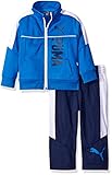 PUMA Baby Boys' 2 Piece Zip up Track Jacket and Pant Set, Sky Blue, 12 Months