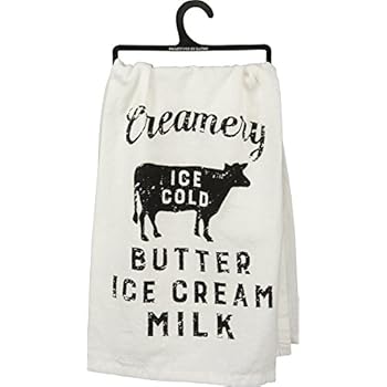 Primitives by Kathy Creamery Ice Cold Butter Ice Cream Milk Cotton Kitchen Towel -28-in