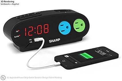 Amazon Com Sharp Digital Alarm Clock With Power Outlets And Usb Charging Port Home Audio Theater