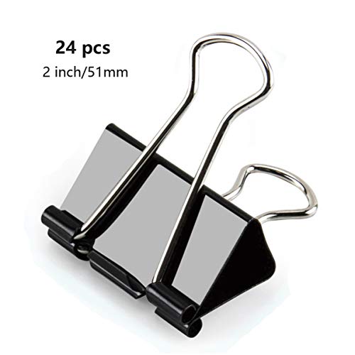 Binder Clips 2-Inch Extra Large Paper Clamps, 24 Pack (2“- Black)