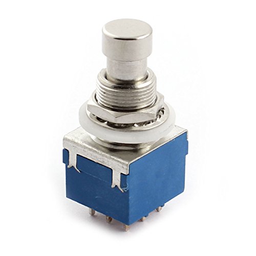12mm Thread 9-Pin 3PDT Latching Metal Button Electric Guitar Switch