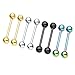JOVIVI 8pc 16G Mix-color Stainless Steel Barbell Lip/Eyebrow/Noese/Nipple Piercing Rings Earrings 1/2