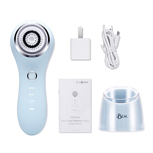 Sonic Facial Brush CosBeauty Waterproof Wireless Face Cleansing Brush System for Deep Cleaning Facial Massager for Sensitive Skin,3 Speeds Blackhead Remover (Navy Blue)