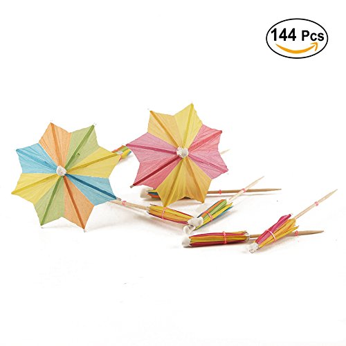 144 Pcs Handmade Umbrella Picks Cocktail Sticks for Tropical Drink Pool Party Decorations, Star Shape - Thumbnail 6
