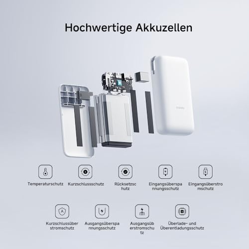 22.5W Power Bank 20000mAh (Integrated Cable) Light Gray