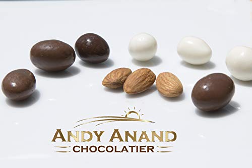 Andy Anand Premium Chocolate Coated Roasted Almond, A Medley of Milk, White and Dark Chocolate Gift Boxed Christmas Corporate Gifts with Greeting Card Valentines Birthday Anniversary Get-Well (1 lbs)