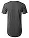 URBANCREWS Mens Hipster Hip Hop Melange Elong Crewneck T-Shirt Charcoal XLarge