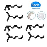 Yoaokiy 3Pair(6Pcs) Curtain Rod Holders - Double Curtain Rod Brackets Tap Right Into Window Frame - Adjustable Curtain Rod Brackets(Black)