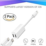 SM Products iPhone Adapter Splitters - 2 In 1 Lightning Charger And Headphone Dongles - Supports Apple Iphone X/8+/8/7+/7/6s+/6s/6+/6 Compatible With IOS11 And Earlier - 2 ADAPTERS IN EACH BOX