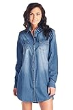 BLUE AGE Womens Chambray Denim Dress Shirt