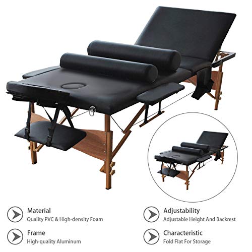 Portable Massage Table, BestComfort Height Adjustable Massage Table 3 Folding Massage Bed Spa Bed Facial Cradle Salon Bed With Carry Case - Thumbnail 5