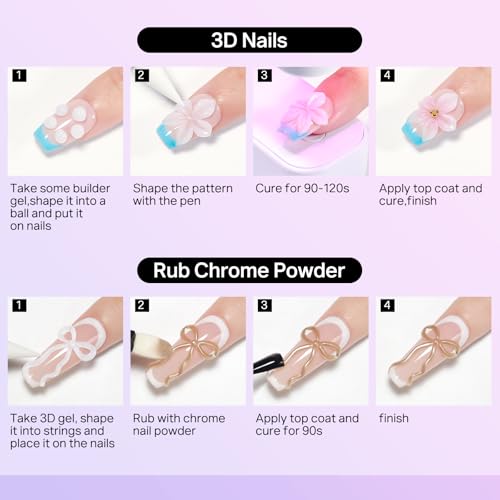 MIZHSE 30G White 3D Sculpture Nail Gel, 3D Gel Nail Art for Modeling, Nail Sculpture Glue Non Stick Hand, Rhinestone Glue for Nail Art with Silicone Brush, DIY Manicure Tool