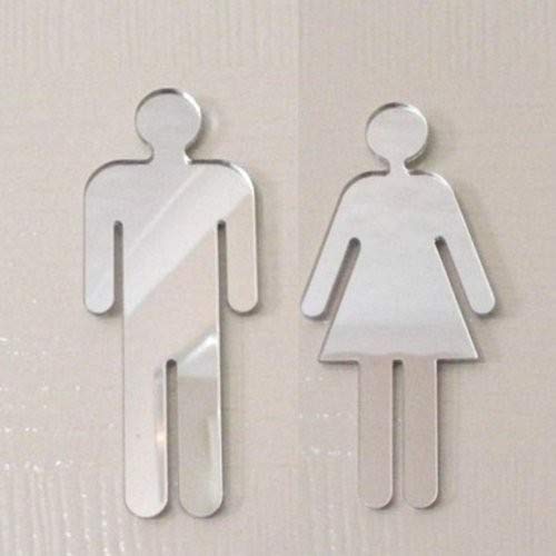 Sendmeamirror Mirrored Male and Female WC Signs 50cm x 50cm