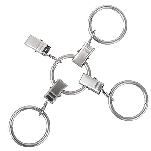 image for Topspeeder 42 Pack Curtain Rings with Clips Decorative Drapery Rustpro