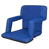 Best Choice Products Portable Reclining Seat Polyester Padded Cushion Caming Outdoor Beach Chair Navy