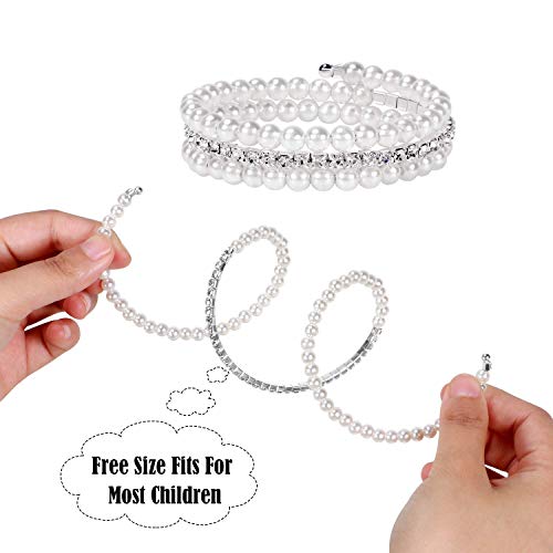 G.C Princess Jewelry Set 24 PCS Artificial Pearl Headbands and Bracelets for Party Favors Girls Costume Jewelry