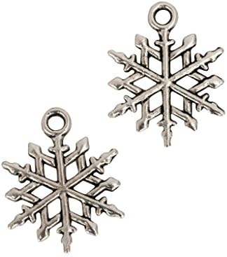 20pcs Beautiful Snowflake Charms 16mm Antique Silver Tone | Two Sided Charm Pendants #mcz1187