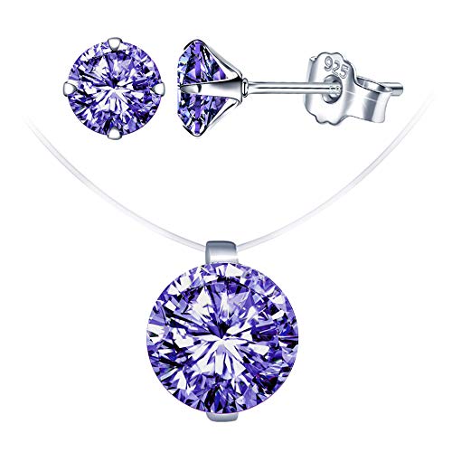 Yumilok Minimalist Cubic Zircon Jewelry Set for Women Fishing Line Necklace Earrings Set