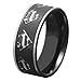 FlameReflection 8mm Men's Titanium Ring Wedding Band Black Plated Satin Polish Ridged Edge Size 12 SPJ