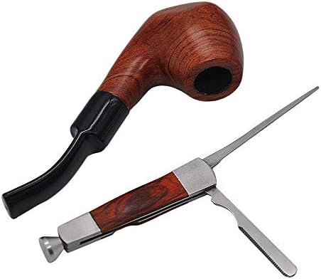 Newkelly Cleaning Reamers Tamper Tool Tobacco Smoking 3in1 Red Wood Stainless Steel Pipe