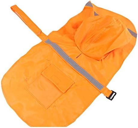 Juway Adjustable Dog Raincoat With Reflective Stripe(Orange,L) by Juway Pets