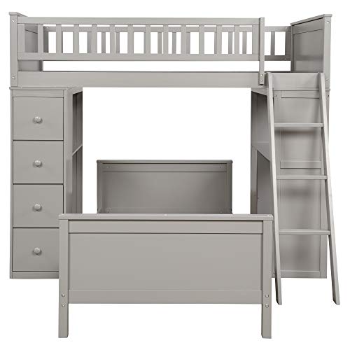 image for WeYoung Twin-Over-Twin Bunk Bed for Kids, Loft System & Twin Bed Set w